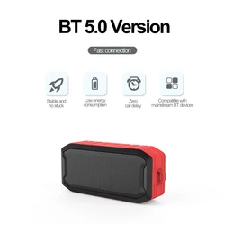 IPX 7 Waterproof Wireless Portable Speaker with FM Radio Stereo high capacity box rechargeable battery Blue tooth Speaker
