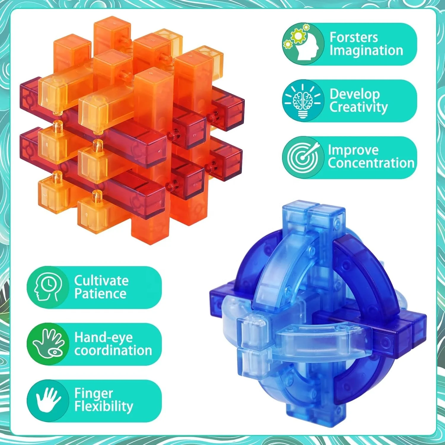 Adult Desk Toys IQ Mind Logic Test Challenge Game 3D Unlocking Puzzles Box Brain Teasers Puzzle for Kids