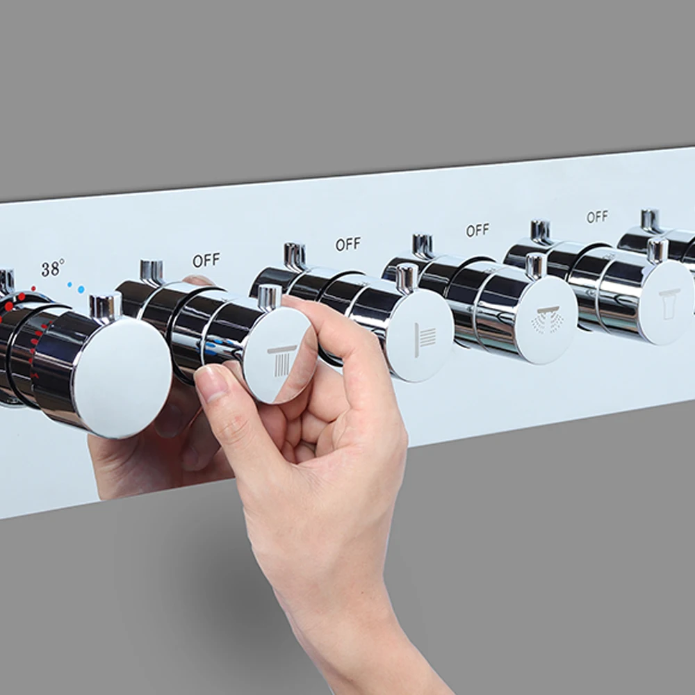 Ванная комната Светодиодная насадка для душа с эффектом комплект вставки под потолок Лейка из АБС термостатический клапан массаж тела струй