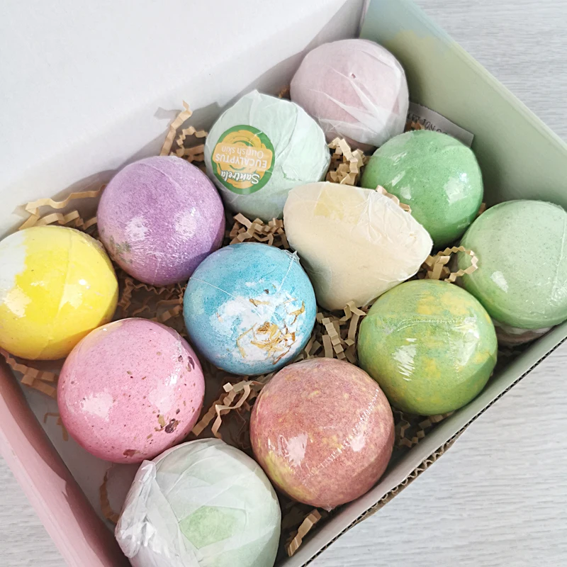 custom colorful wholesale luxury kids natural bathbomb gift setherbal hemp vegan mini fizzy bath bombs