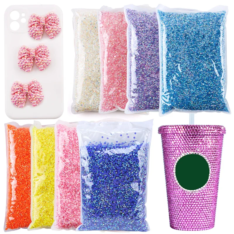 QIAO Shiny Resin Rhinestones DIY Glitters Nail Gems Glue On Crystals Flatback Rhinestones For Bows Cup Garment Decorations Art