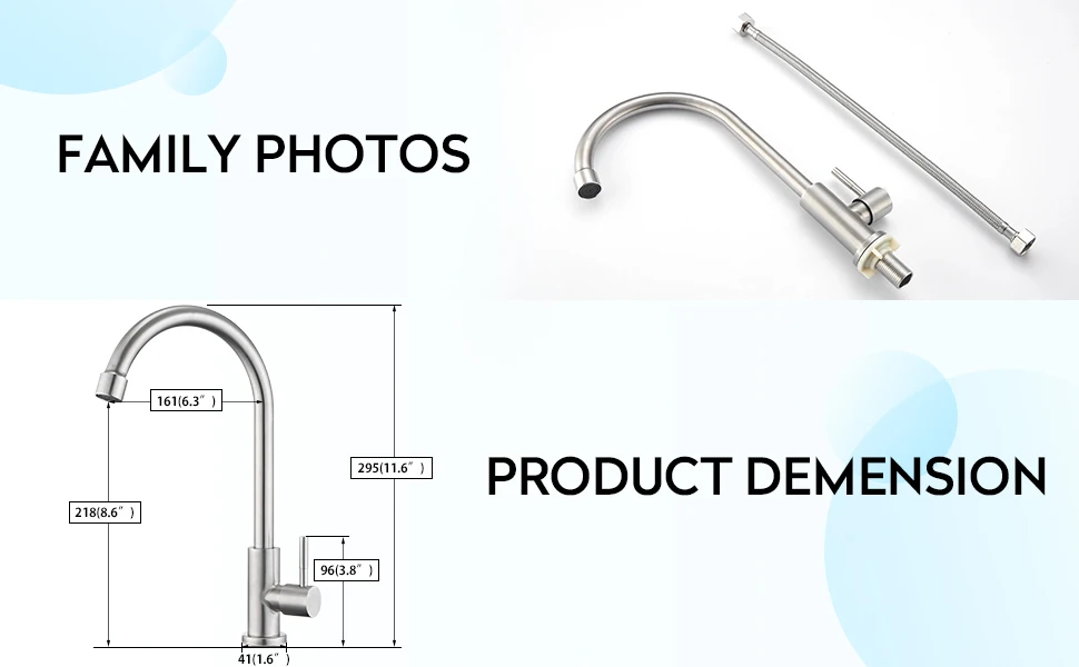 Single drinking water faucet kitchen filter faucet black