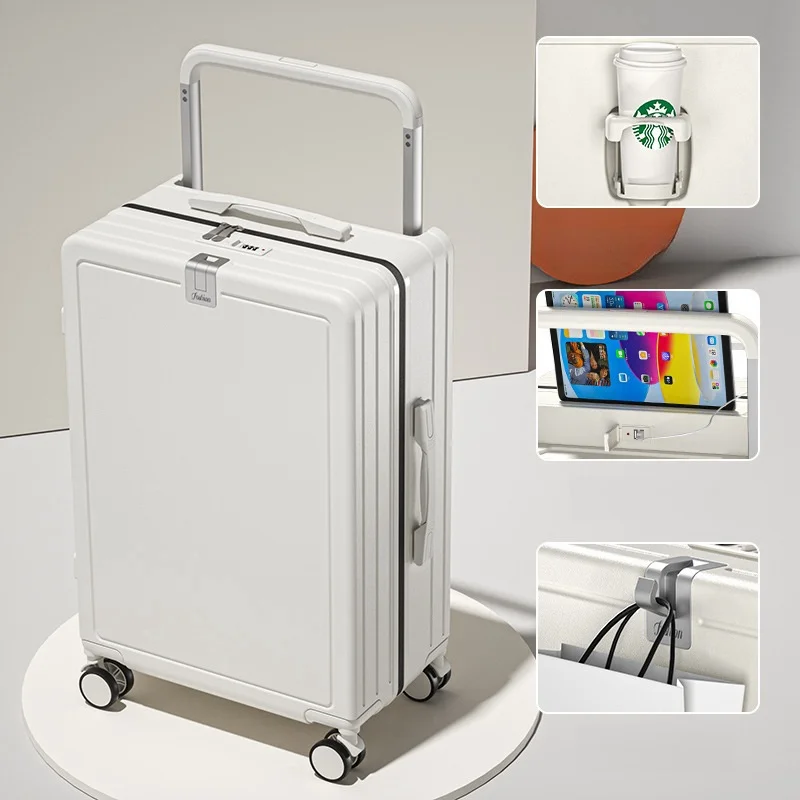 Fashionable Wide Trolley Carry on Laptop with USB charge Suitcase  Cup holder,20inch Wide Trolley Handle Suitcase Cabin suitcase