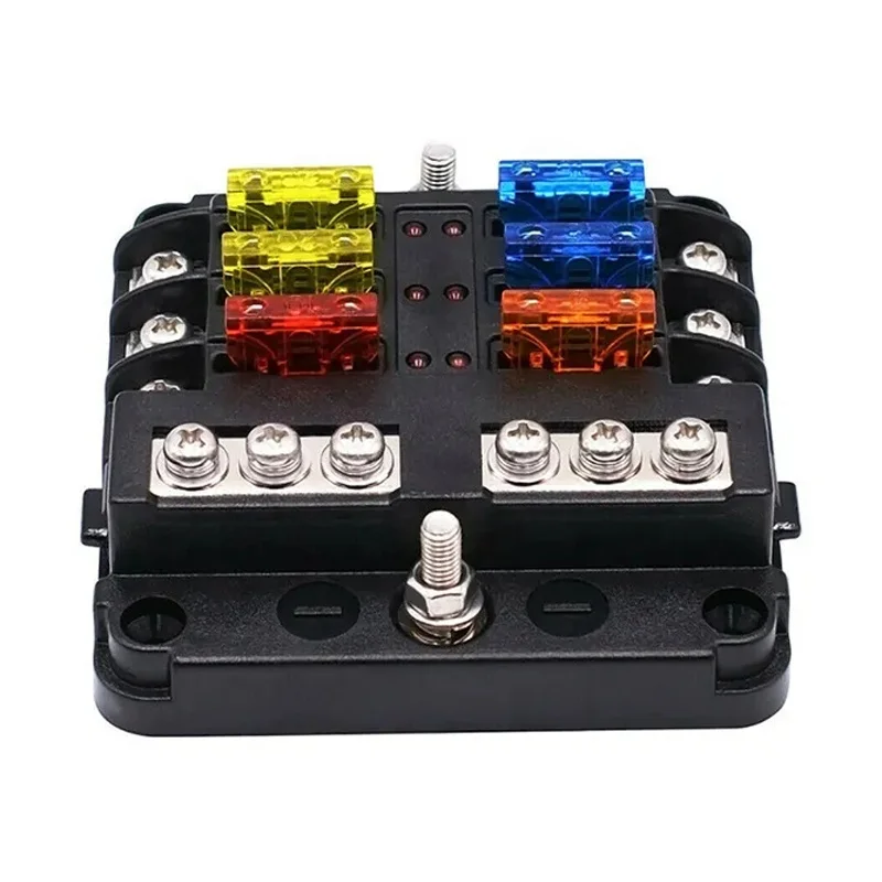 Low Temperature Resistance Marine 6 Way Fuse Box DC 12V 24V 32V 100A Blade Fuses Holder for Car Boat Camper Automotive