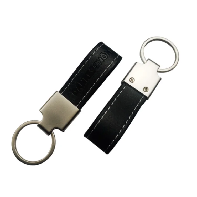 Wholesale Custom Leather Keychain Promotional Gift Custom Logo Black Leather Keychain