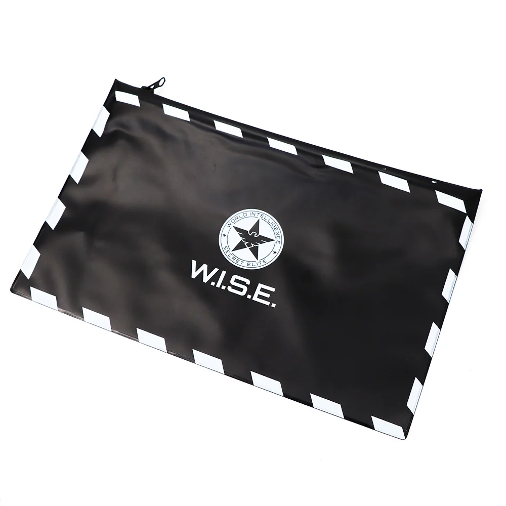 Simple black  clothing hat  waterproof zipper bag custom printed logo black pvc pouch bag