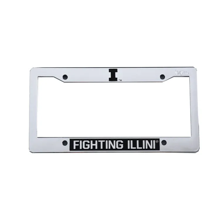Custom Chrome plated plastic license plate frame with debossed black logo