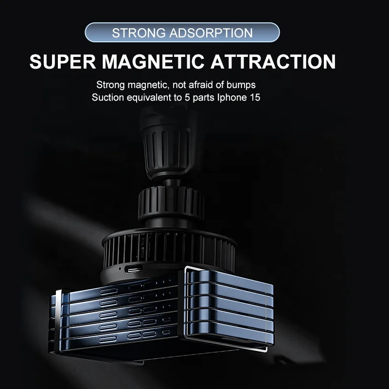 JC01 15W QI 1.0 Wireless Charger Magnetic Phone Holder with Radiator for Car Mobile Car Mount Combination