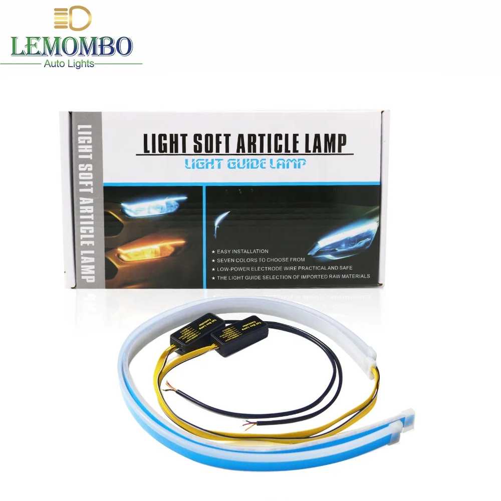 Neon Wire 30/45/60CM RGB Colorful Daytime Running Light Car Auto DRL soft article lamp flowing flexible LED strip switchback