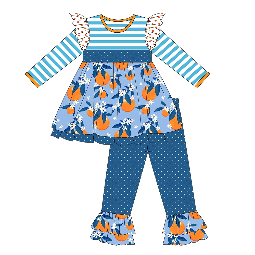 kids clothes wholesale cow embroidery little girls boutique remake clothing sets