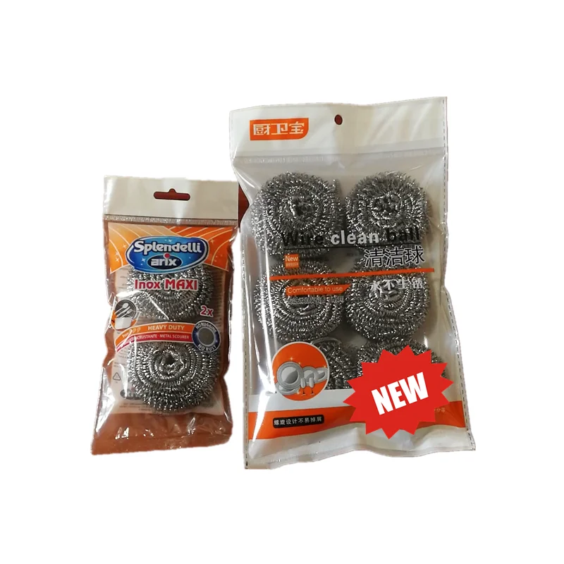 Hot selling kitchen scrubber and pot cleaning 410 430 metal iron wire scouring pads cleaning ball stainless steel scourer
