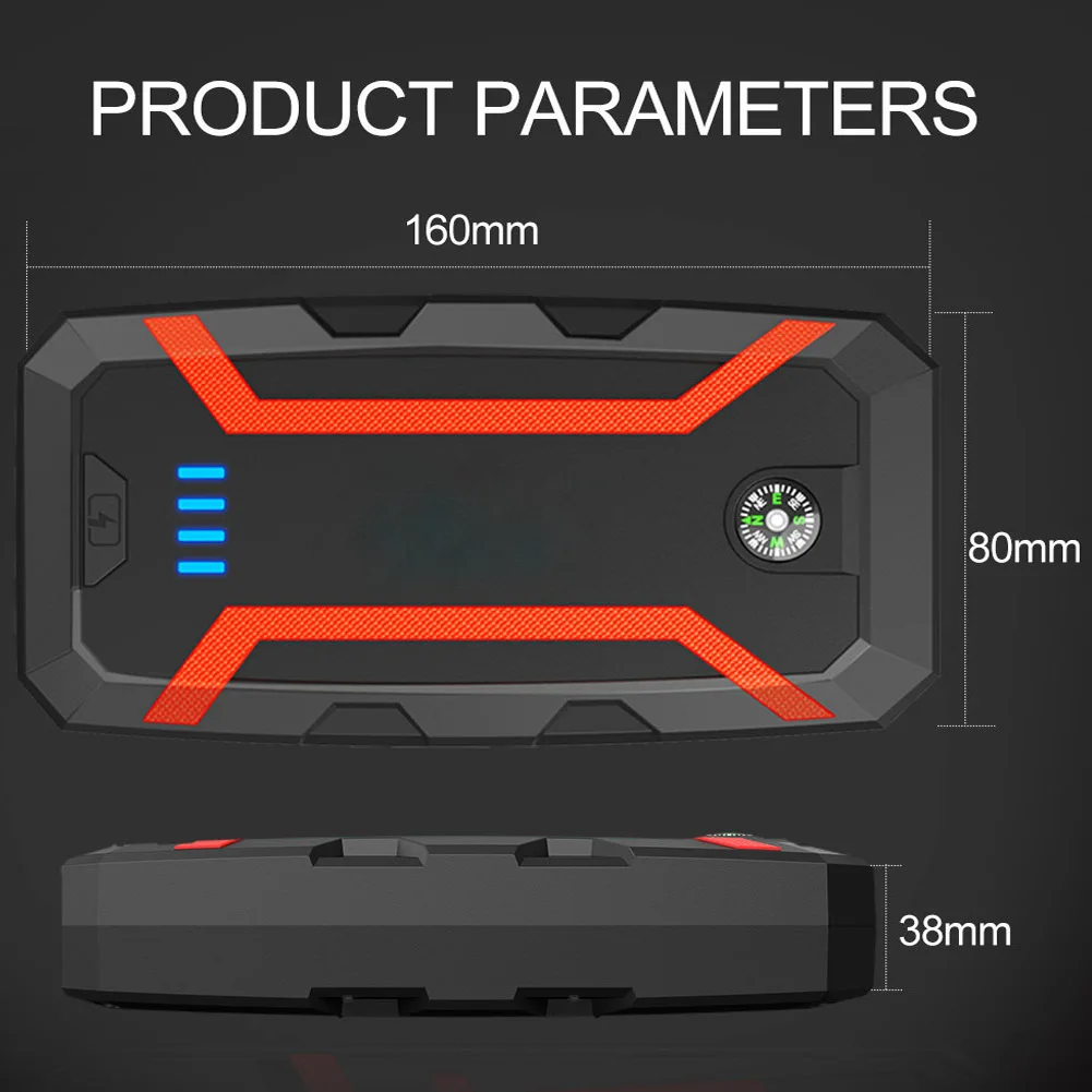 Lithium Battery 12V 1000Ah Portable Jump Starter 5 In 1 High Power Booster Power Bank Car Jump Starter Set