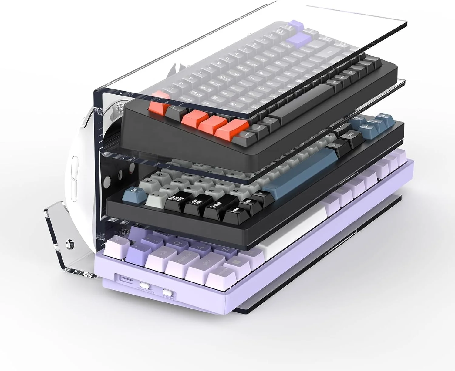 Thickened 3 Layer Desktop Dust proof Price Clear Acrylic Keyboard Mouse Holder Storage Rack