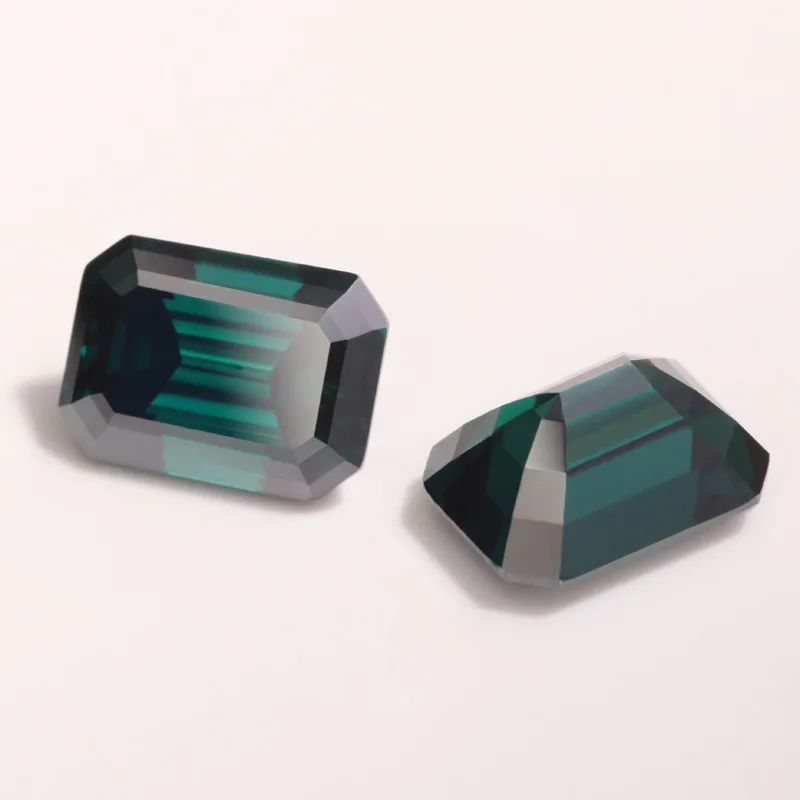 Wholesale emerald shaped green color moissanite stone 1ct 2ct 3ct GRA certificate loose moissanite diamonds