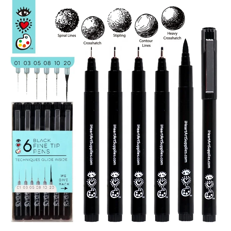 Black Pigment Ink pens Waterproof for Art Sketching and Writing