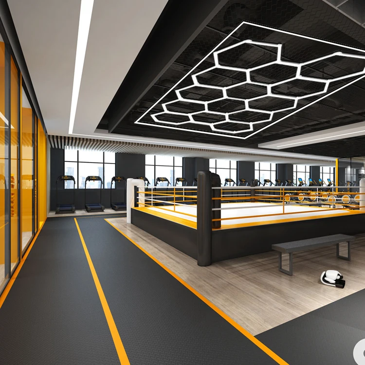 Шестигранный светодиодный светильник для гаража, 14 сеток, сотовый светодиодный светильник для мастерской для дома, спортзала, гаража, цеха, подвал, склад