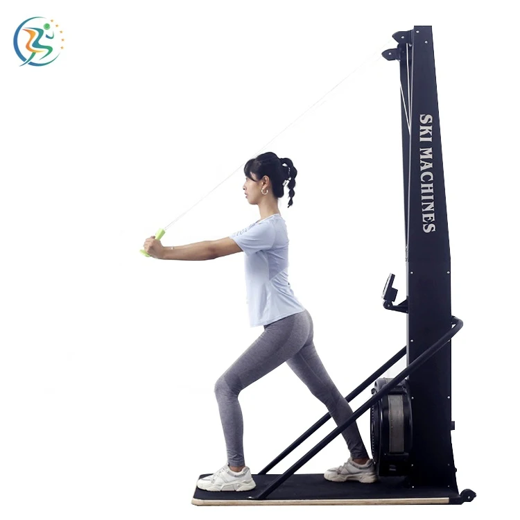 arcade twin nordic skiing snow gym equipment fitness simulator wind resistance air row indoor rowing and ski machine