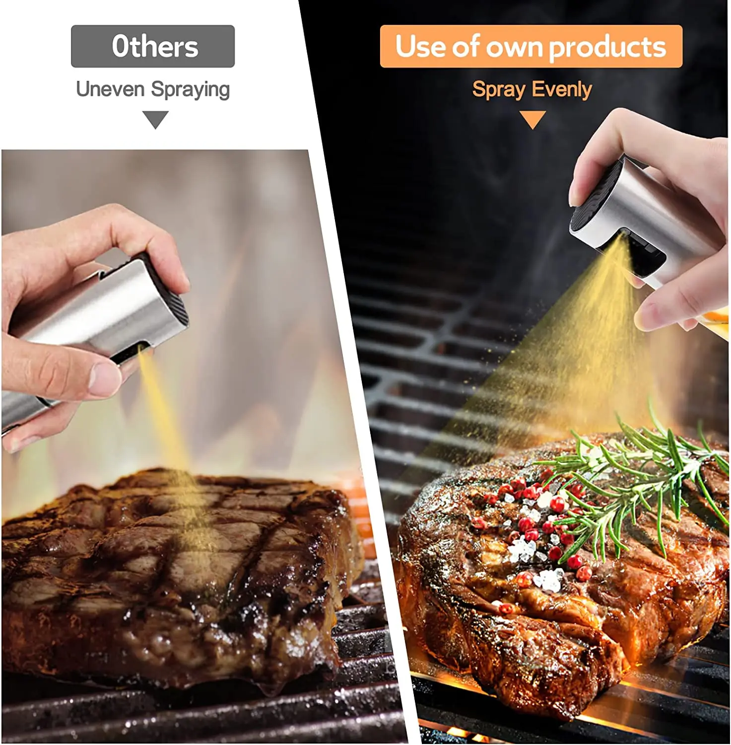 Hot Selling Glass Bottle Olive Oil Sprayer With Stainless Steel Lid For BBQ