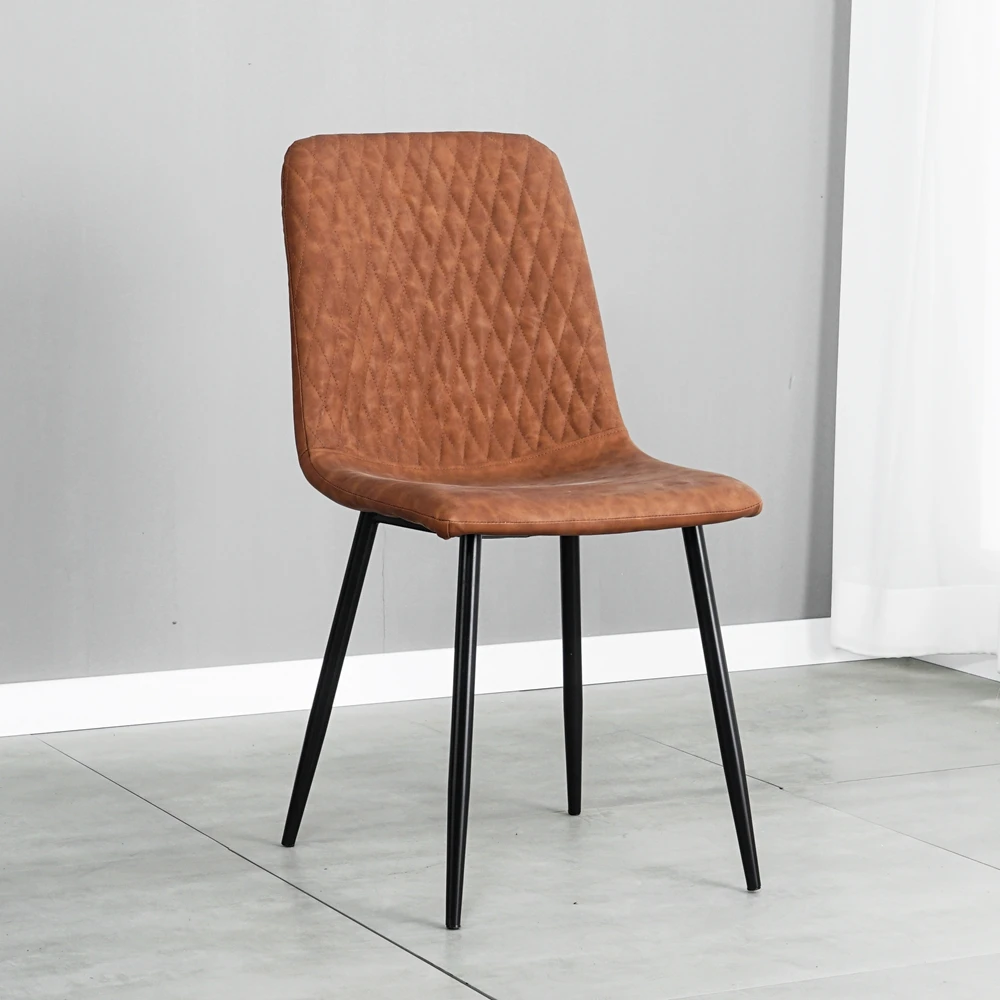 Popular dining room furniture modern fabric PU leather dining chairs with metal legs