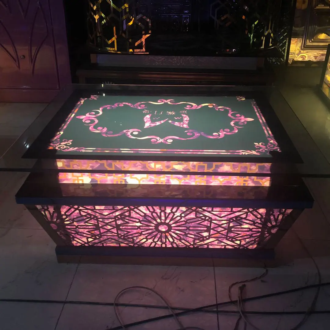 High Quality Led Restaurant Table Bar Furniture Glass Table