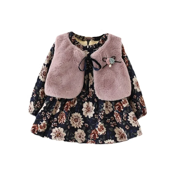 Осенние платья для маленьких принцесс, детское бархатное платье с цветочным рисунком, модное осенне-зимнее платье с длинными рукавами для девочек