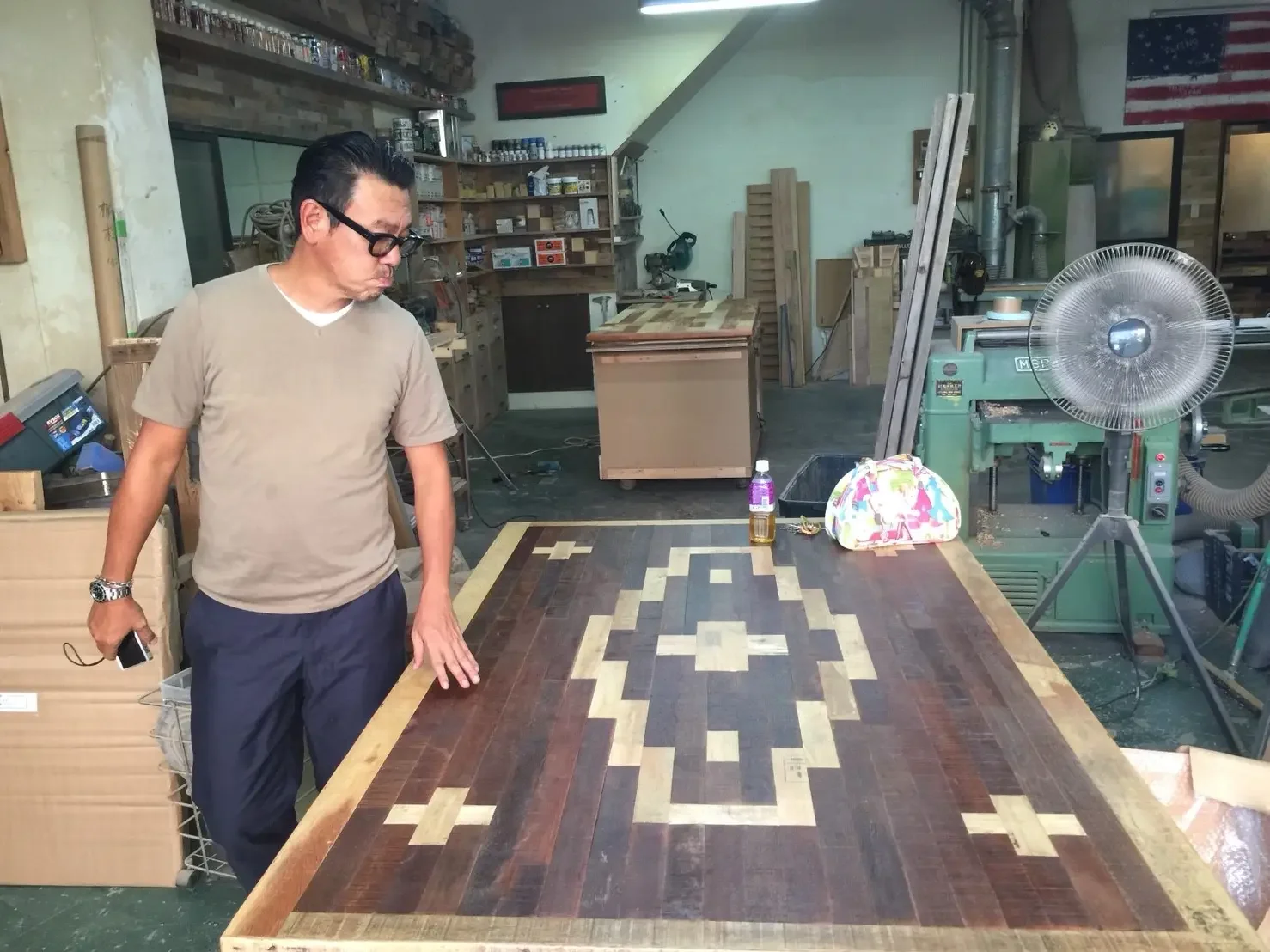 Old Wooden Custom Japanese Hardwood Solid Black Coffee Dining Room Wood Slab Restaurant Table Top Square Desk Recycled Furniture