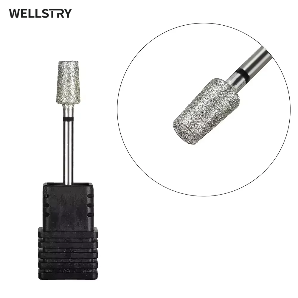 WELLSTRY Cuticle Cleaner Burr Tool Large Tapered Barrel Diamond Nail File Drill Bit for Electric Drill Machine