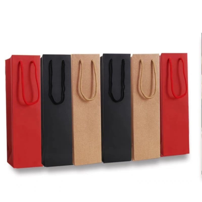 2023 Wine Bag Printing Enterprise Logo Gift Packaging Single Wine Bottle Bag Wholesale Thickened Custom Paper Bag