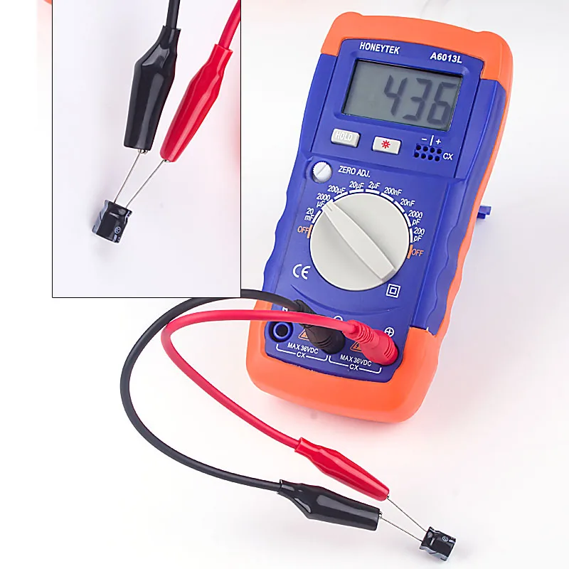 A6013L Meter Capacitance Tester 1999 Count LC With Set Of Probes Feelers 200pF 20mF Capacitor Meter Data HOLD With LCD Backlight (1600588826125)