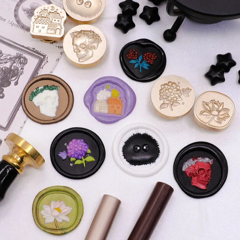 3D Shape Tree Leaves Custom Logo  Brass Head Wood Stamp