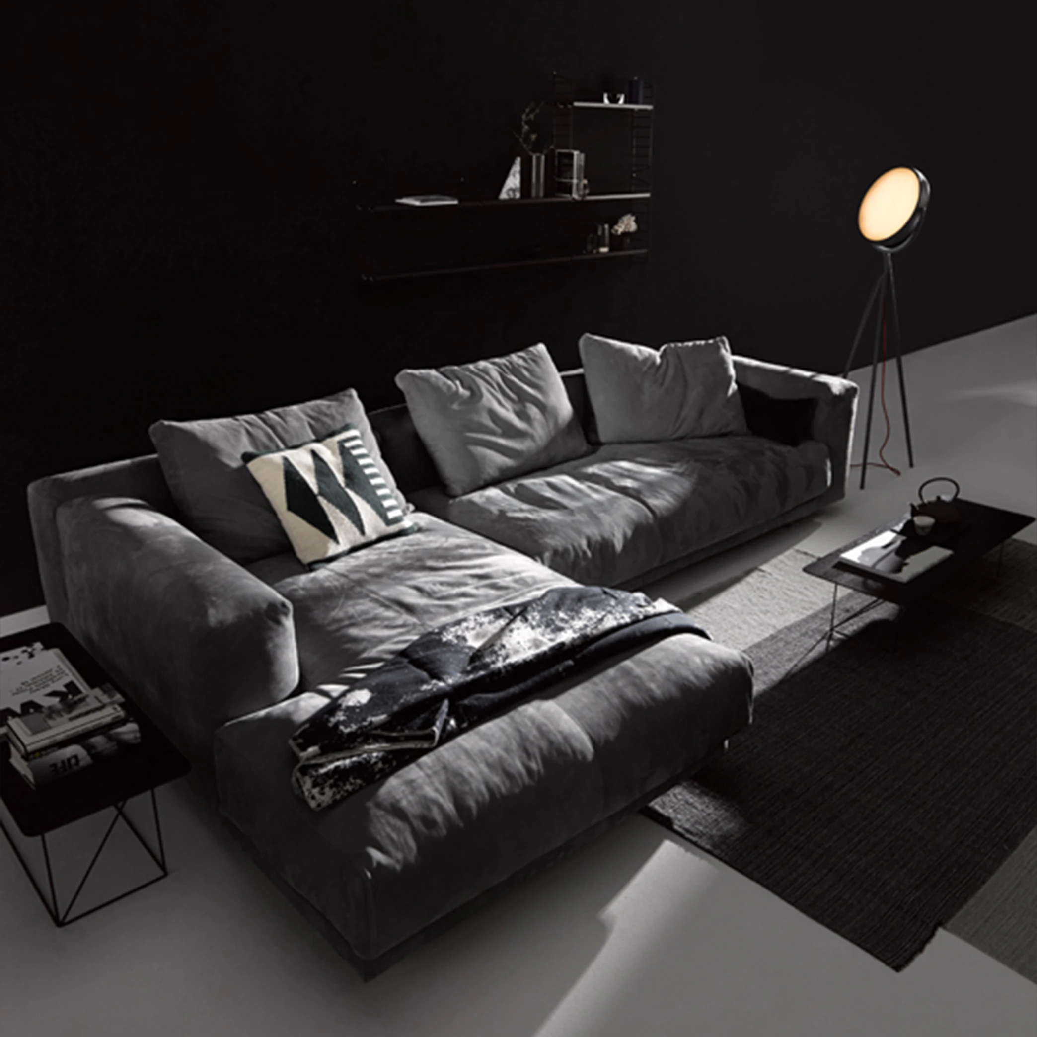 
Nordic technology fabric sofa down Italian style modern minimalist latex fabric art Hong Kong style luxury sofa 