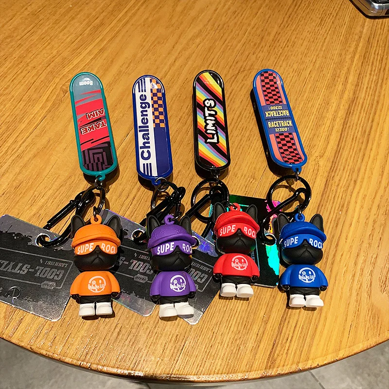 Creative Street Skateboard 3d Figure Bear Keychain Keyring Cartoon Key Chain