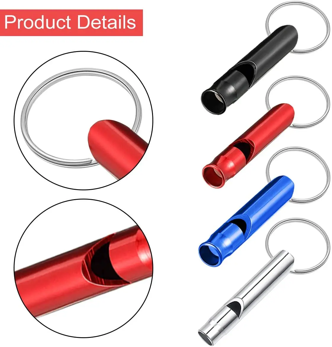 Aluminum Alloy Emergency Whistle with Key-Ring Great for Competition Hiking Camping Mountaineering Pet Training