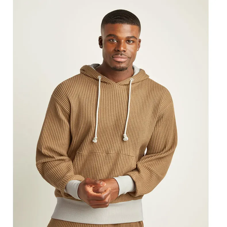 Custom Logo 100% Cotton Unisex Brown Heavy Hoodies Blank Over Size Hoodie pullover