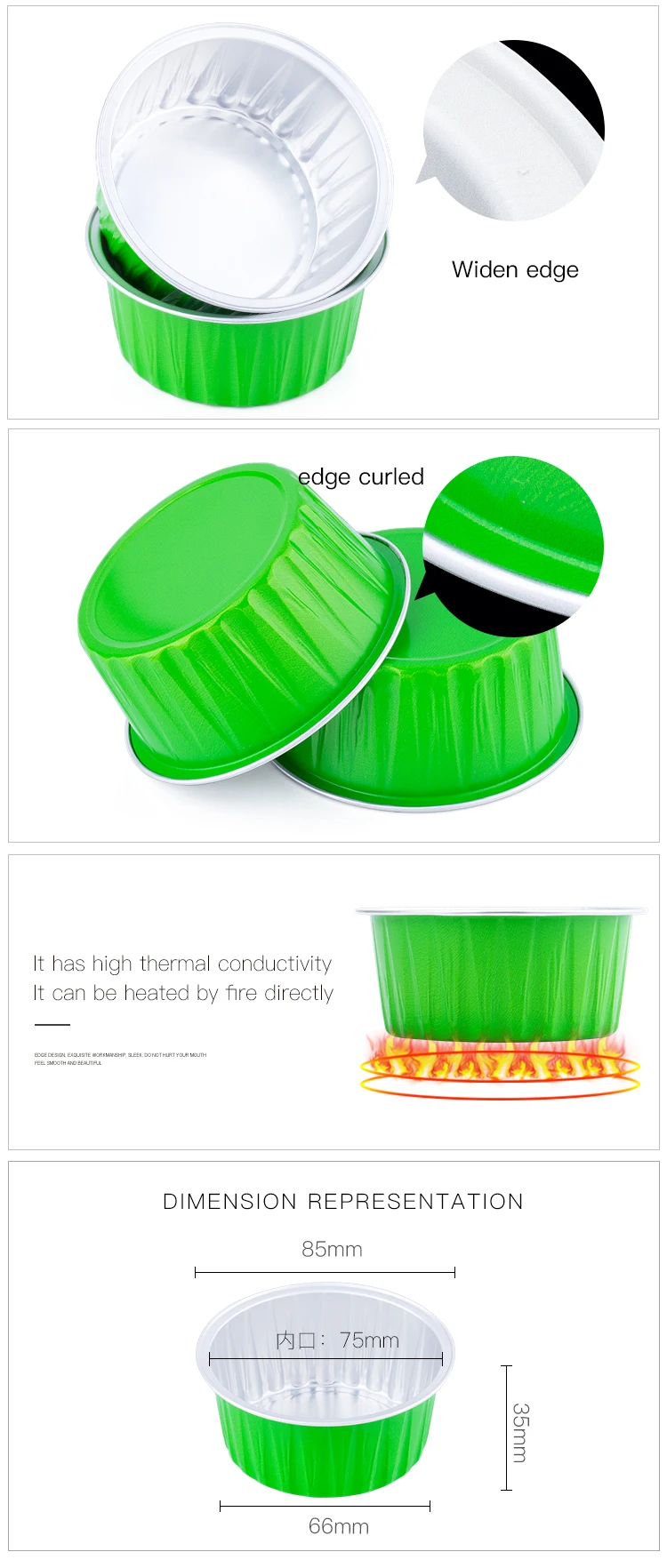 ABLPACK Wholesale High Quality Colored Food Safe Aluminum Foil Tray 125ml Disposable Aluminum Foil desserts cup for Party