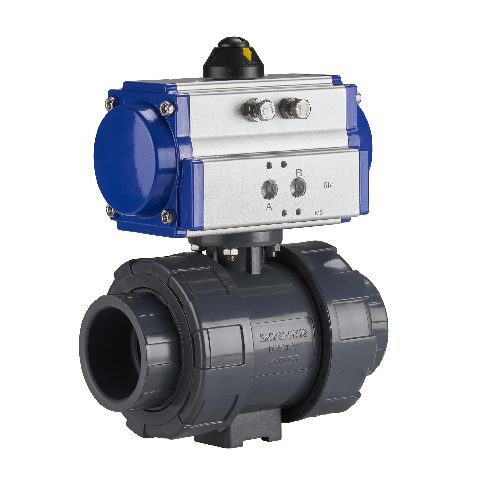 VINCER DN50 ON/OFF Type Double Union single acting double acting Pneumatic Control Pneumatic 2way 3 way PVC Ball Valve