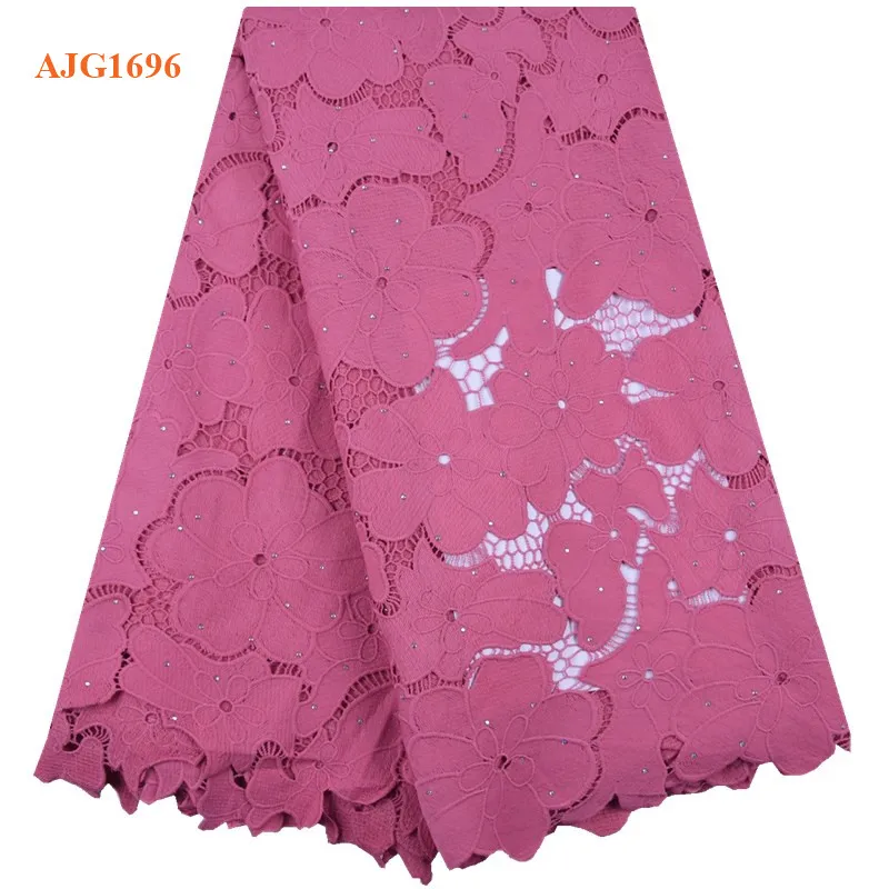 High Quality African Tulle Guipure Cord Lace Fabric Latest Nigerian French Cord Lace Fabric With Stones For Dress 1696