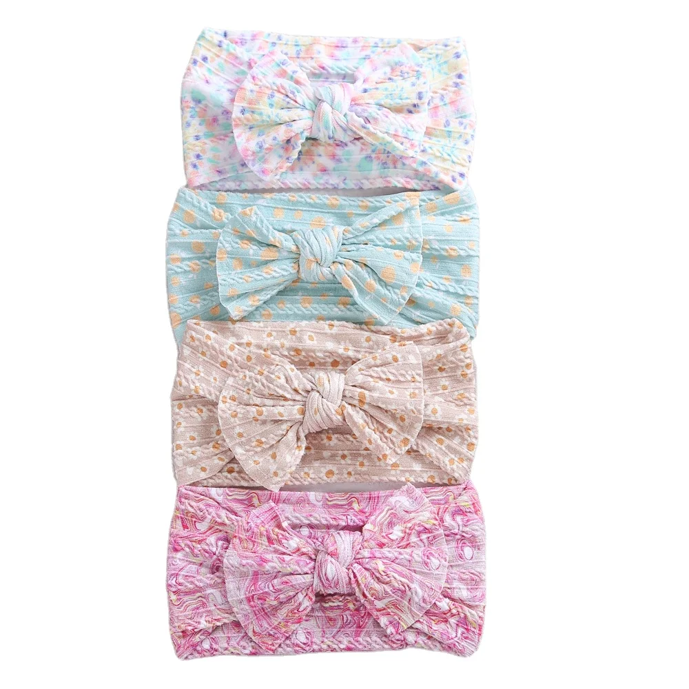 digital printed baby headband halogen door wide edge jacquard handmade bow nylon headband