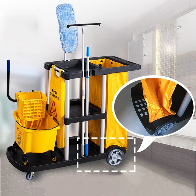 
Multipurpose Hotel Hall Room Office Service Cleaning Cart Trolley Clean Shelves Bank Corridor 