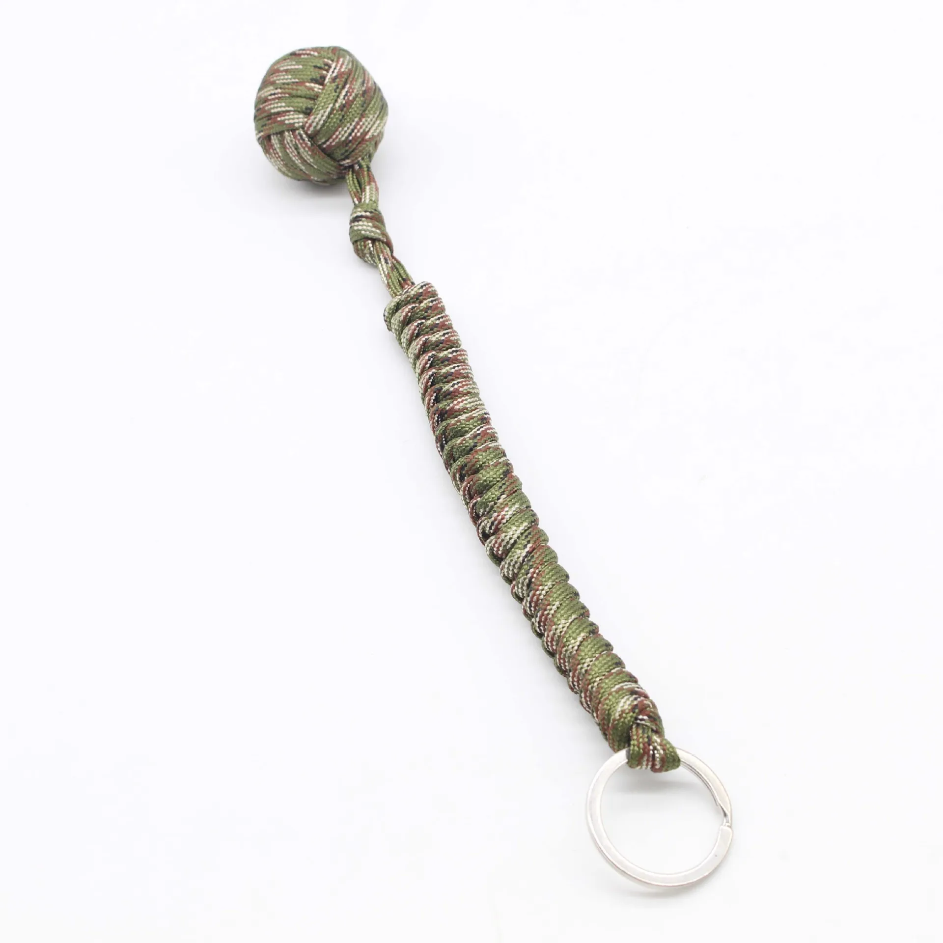 Custom Wholesale Survival Braided Knot Ball Custom Braided Lanyard Ball Monkey Fist Paracord Keychain With Key Ring