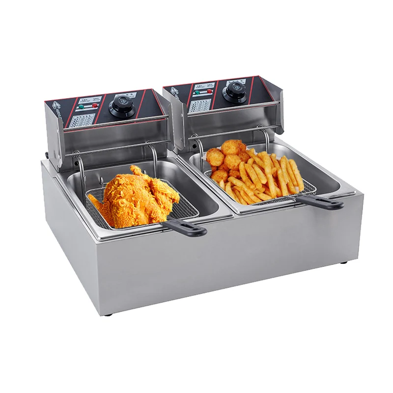 Professional Manufacturer Double Fried 6Lx2 Batch Potato Egg Turkey Induction Deep Fryer Coqmmercial Electric