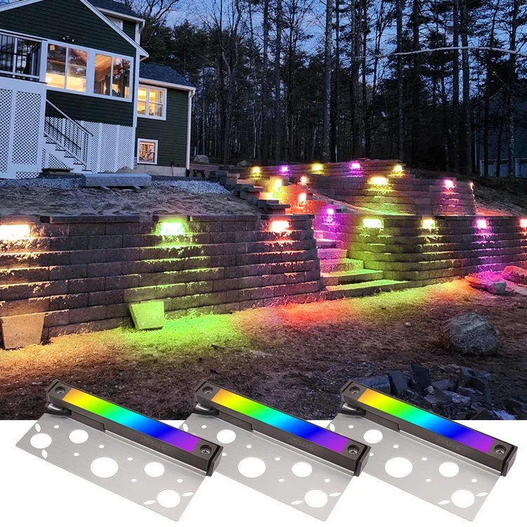 ETL Listed Die-Cast Aluminum Adjustable CCT Rgbw BT Smart Hardscape Lighting Retaining Wall Lights For Landscape Steps