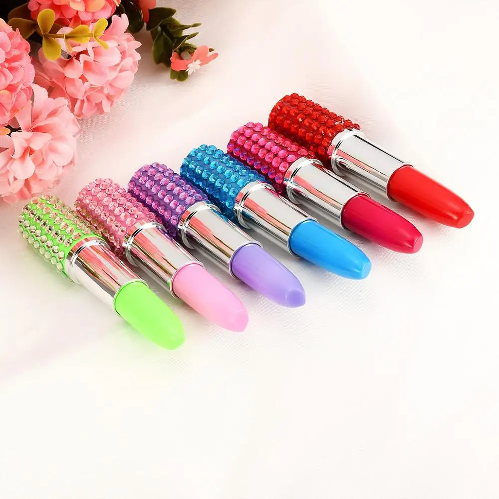 China Manufacturer Fancy Ballpoint Pen Colorful Novelty Mini Crystal Lipstick Pen For Gift