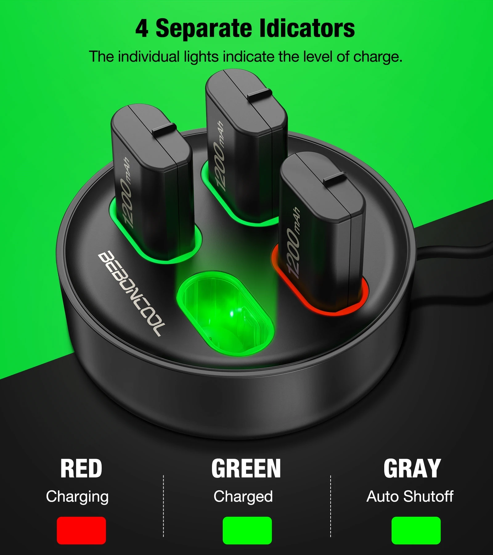 BEBONCOOL 4X1200 mAh for Xbox Series Wireless Gamepads Rechargeable Battery Pack for Xbox One/Xbox One X/Xbox One S Controller