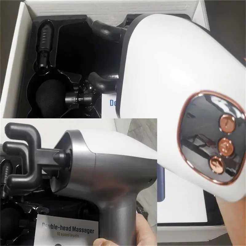 New Arrival Dual Heads Massage Gun Professinal Fascia Gun Electric Massage Machine for Pain Relieve Body Exercise