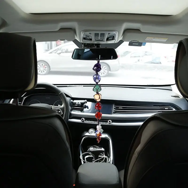 Spiritual healing stone tumbled stone Car pendant 7 chakra pendant quartz crystal crafts