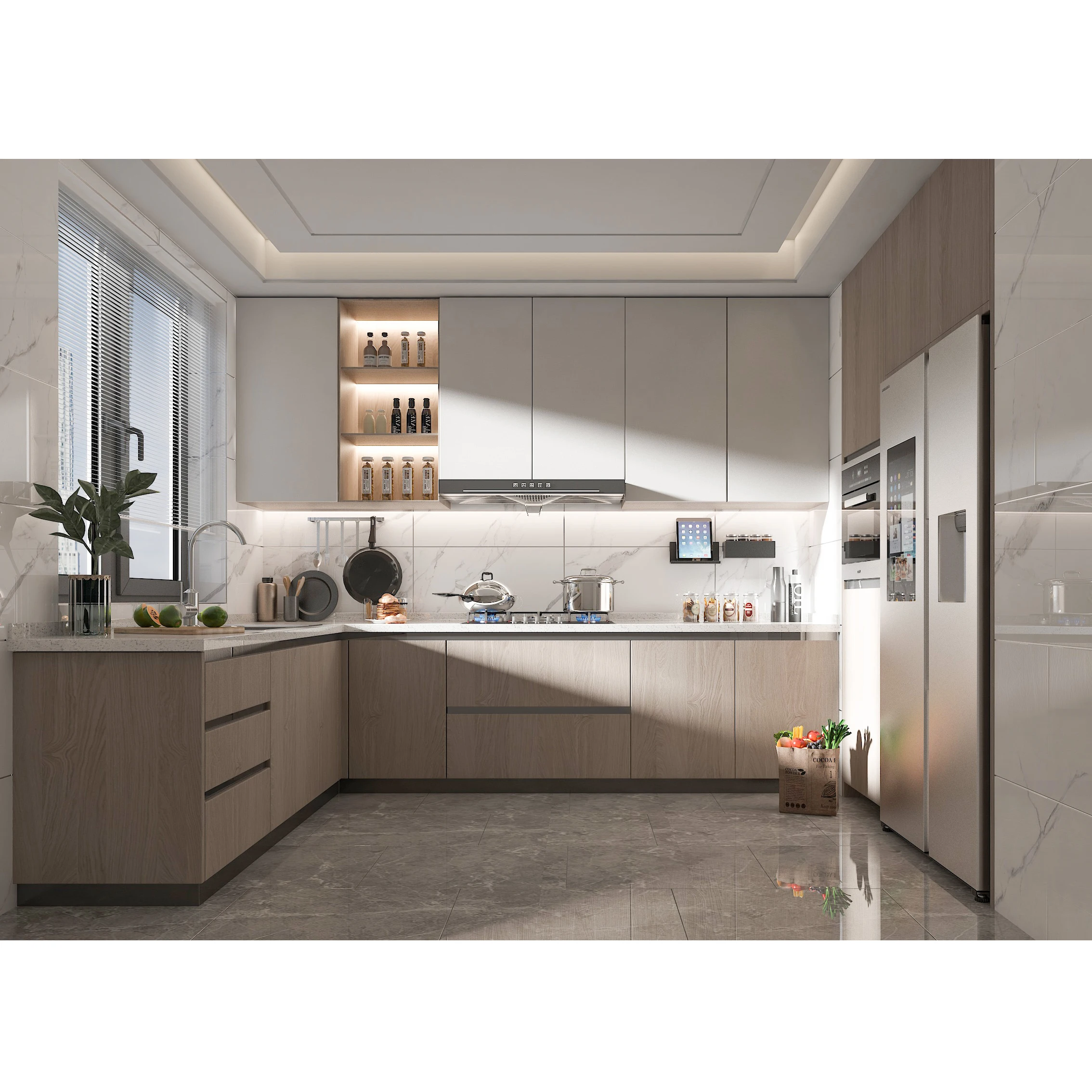 Whole House Interior Furniture Custom Latest Modular High Gloss Waterproof Lacquer Kitchen Cabinet with islands