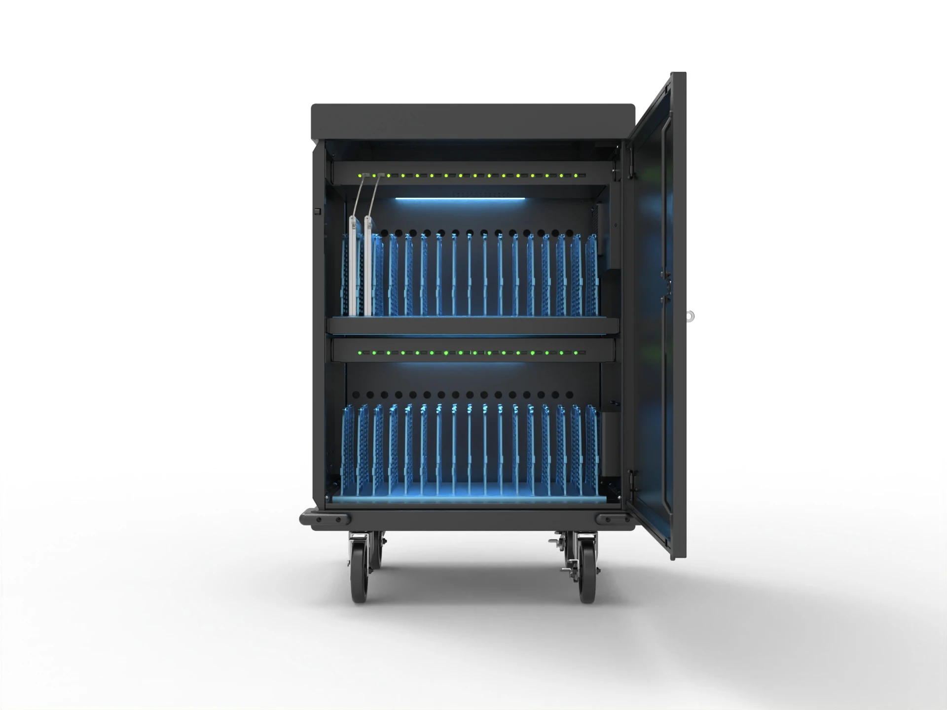 UV light 32 Bay USB&AC Simultaneously fast charging cart Cabinet for ipads/Tablet/laptop with Wheel for school/office