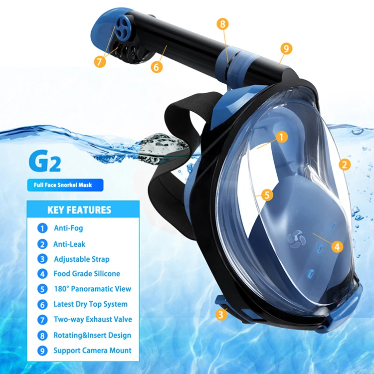 Заводская поставка, маска для подводного плавания на все лицо, легкое дыхание, маска для подводного плавания на все лицо, маска для подводного плавания на все лицо для детей и взрослых