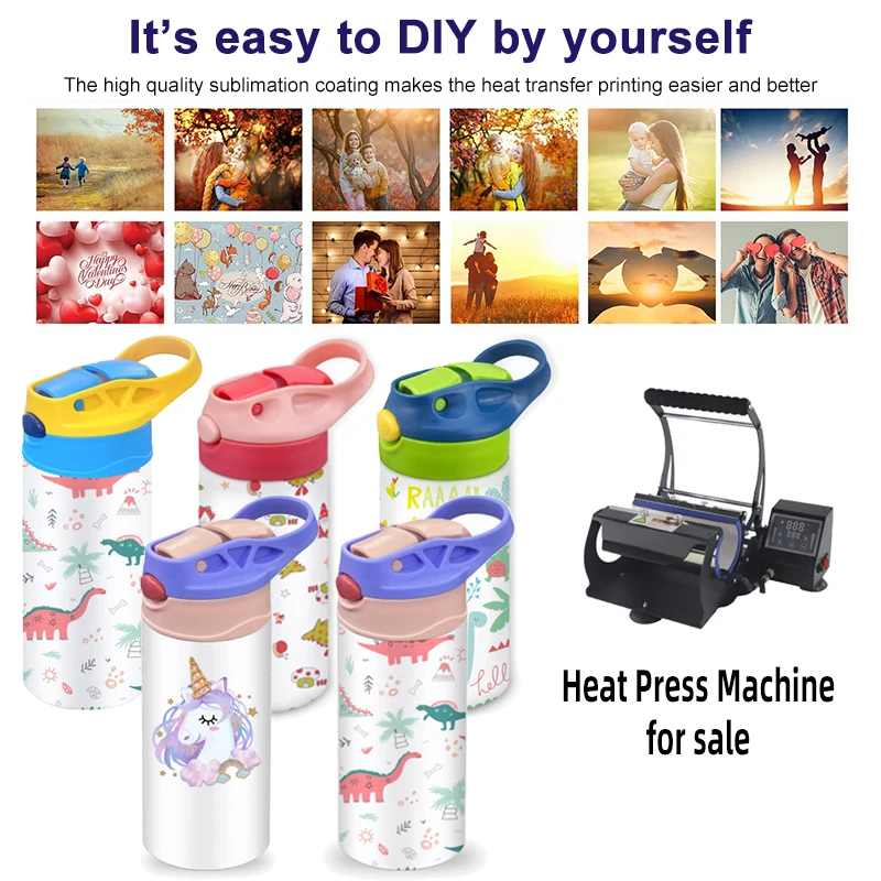 US warehouse Kid Cups 12Oz 350ml Stainless Steel Double Wall Insulation Straight Water Sippy Cups Blank Sublimation Kids Tumbler